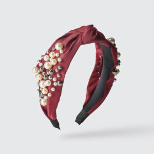 BORDO PERLA Μπορντό Φαρδιά Στέκα Με Πέρλες